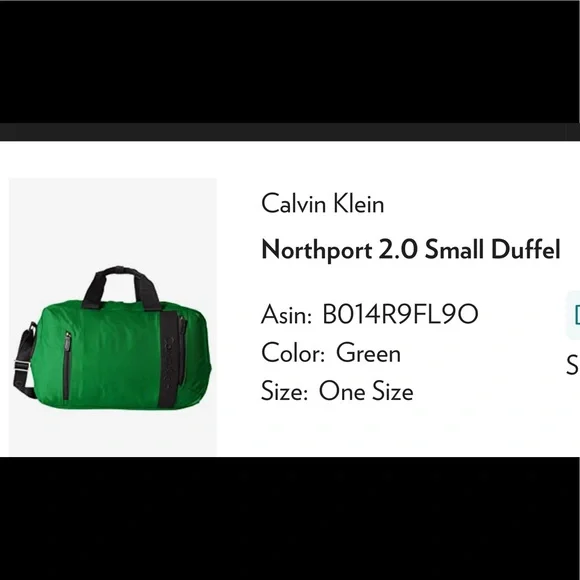 Calvin Klein-Northport 2.0 Duffel Kelly Green 20in x 12in MULTI-ZIP-LAST ONE-NWT - Picture 2 of 11